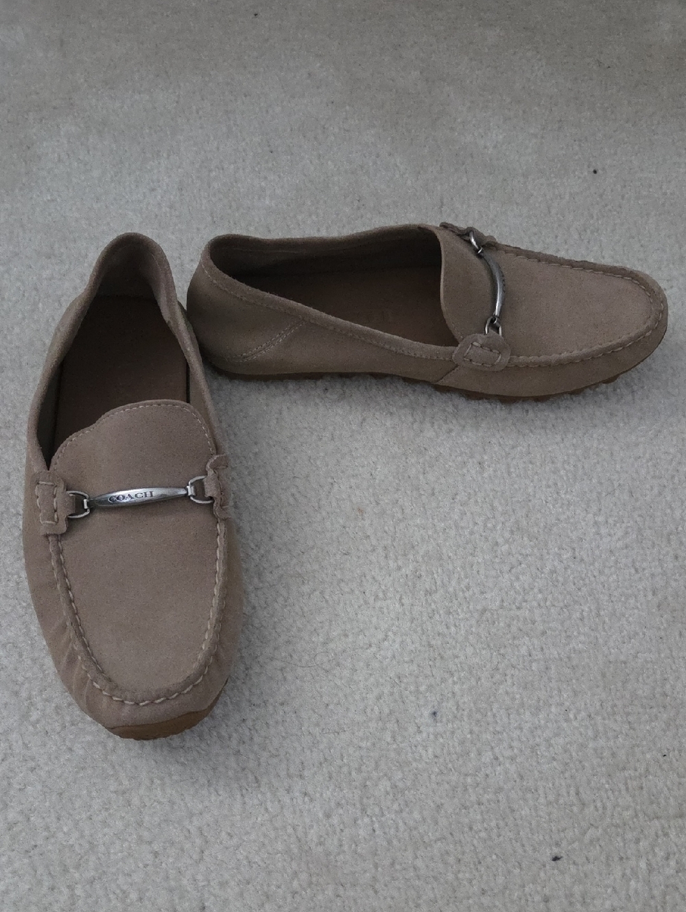 Coach Taupe Luca Suede Bit Driver Loafers